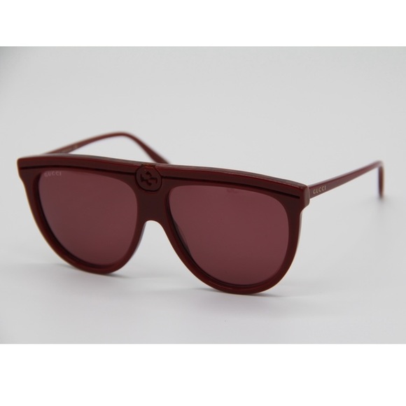 NEW GG0732S 003 UNISEX SHIELD SUNGLASSES GUCCI GG0732S BURGUNDY - Picture 6 of 13
